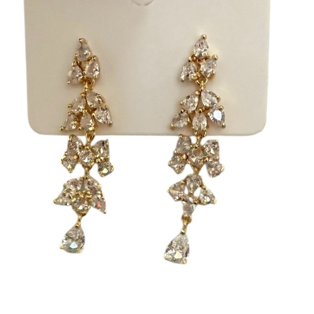 NWT Elegant Gold and Silver Dangle Chandelier Earrings